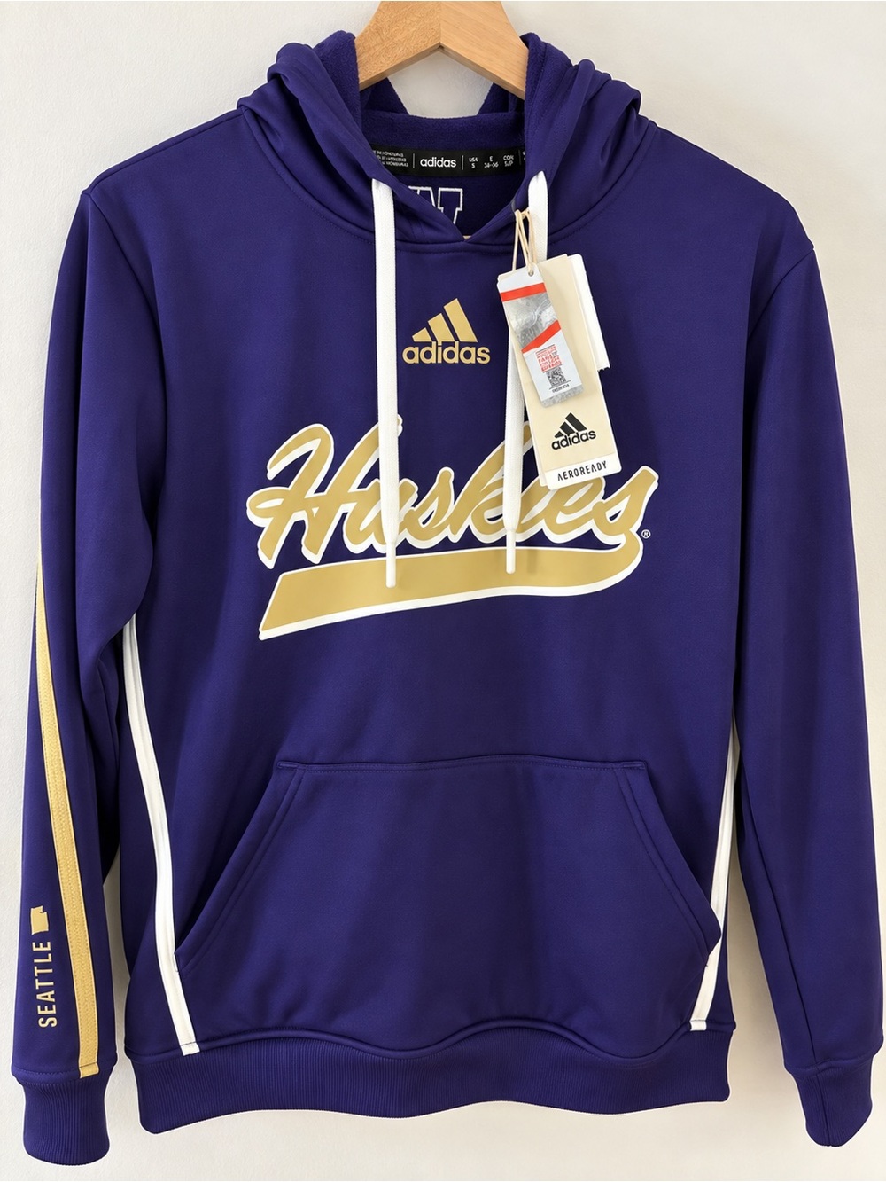 NWT Adidas Washington Huskies AEROREADY Purple Hoodie Women’s